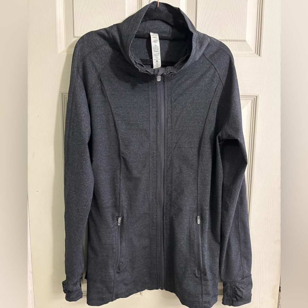 Earth Yoga Recycled Sustainable Ethical Charcoal Zip-Up Athletic Yoga Jacket